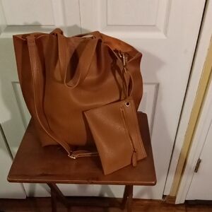 Street Level Brown Tote with Pouch